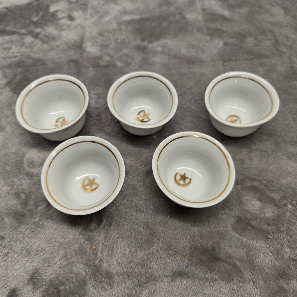 Vintage 5 Gold Rim Ottoman Empire Turkish Army Officer's Tea Cups WWI